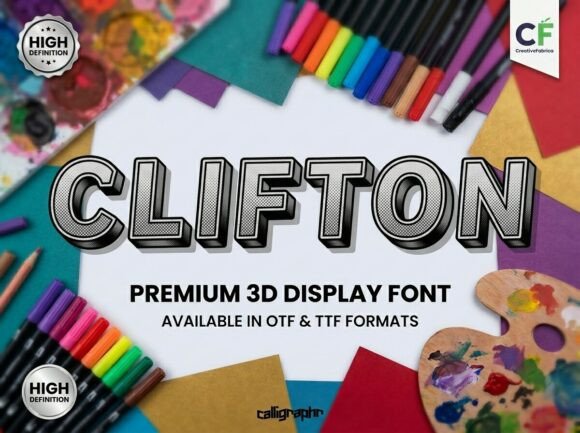 Clifton: Bold 3D Display Font for Impactful Designs