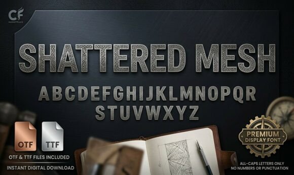 Shattered Mesh: Forging Visual Strength in Typography